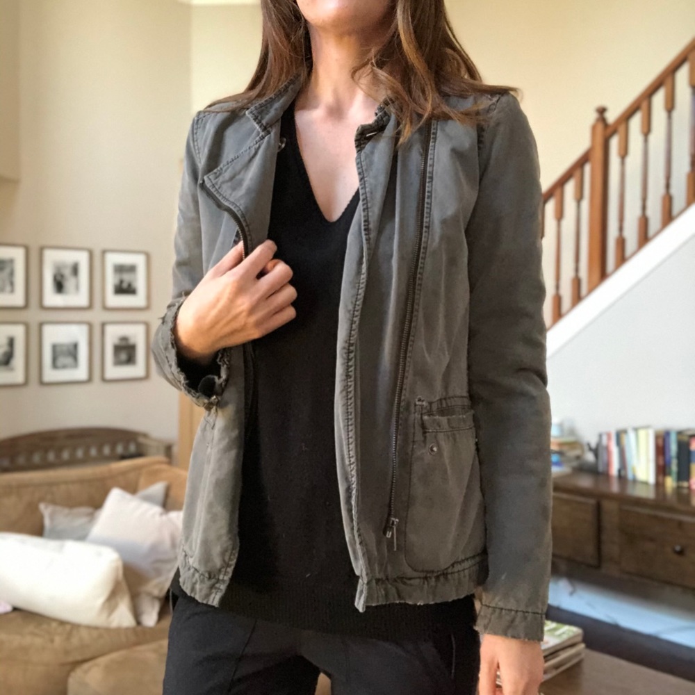 French Connection fcuk grey moto jacket, size 4